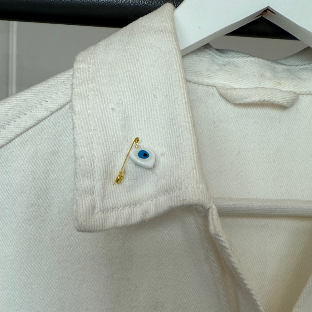 Eye See You Handmade Hand-Painted White Jeans Jacket – Made in Greece - Picture 13 of 17